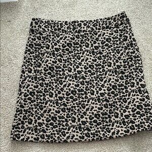 LOFT Cream and Black Mini A-Line Skirt Night Out